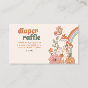 Groovy 70s Hippie Baby Shower Diaper Raffle Card