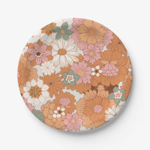 Groovy 70s Hippie Floral Baby Shower Paper Plates