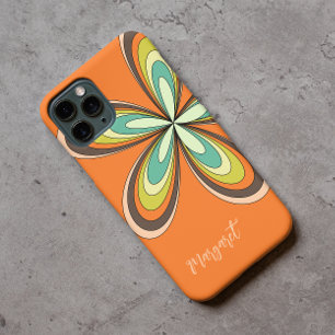 Groovy 70s Hippie Flower Orange Retro Daisy Name iPhone 11 Case