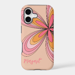 Groovy 70s Hippie Flower Peach Fuzz Daisy Name