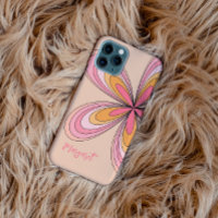 Groovy 70s Hippie Flower Peach Fuzz Daisy Name