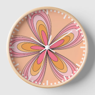 Groovy 70s Hippie Flower Peach Fuzz Retro Daisy Clock