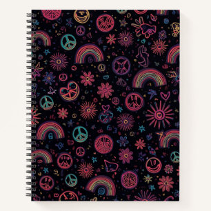 Groovy 70s Psychedelic Tumbler   Smiley Faces Notebook