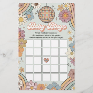 groovy 70s retro baby shower game baby bingo