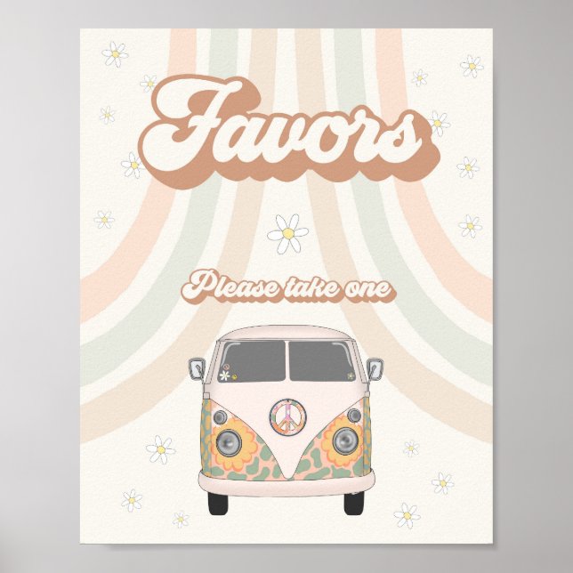 groovy 70s retro favours sign (Front)