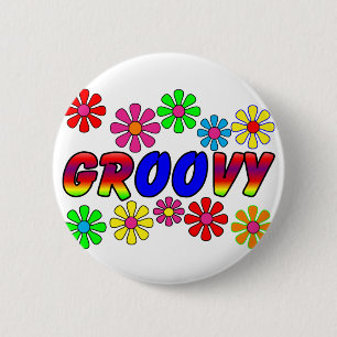Groovy 70's Retro Flower Power Gifts 6 Cm Round Badge