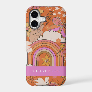 Groovy 70s Retro Hippie Peace Orange Bohemian