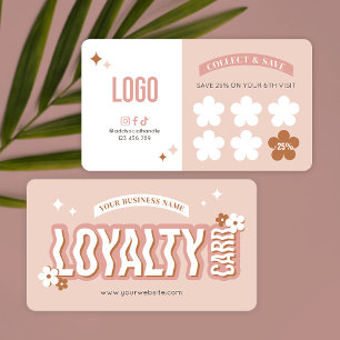 Groovy 70s Retro Trendy Logo Hair Beauty Salon Spa Loyalty Card