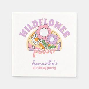 Groovy 70s Retro Wildflower Flower Power Birthday Napkin