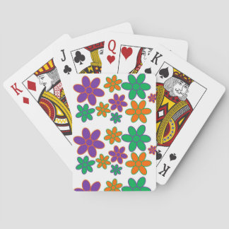 Groovy 70s Style Flowers on Playing Cards
