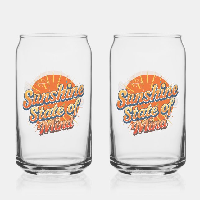 Groovy 70s Style Summer Sunset Can Glass (Front)