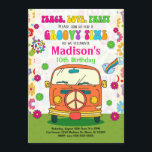 Groovy 70s Themed Birthday Invitation / Hippie Van<br><div class="desc">All designs are © Happy Panda Print</div>