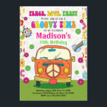 Groovy 70s Themed Birthday Invitation / Hippie Van<br><div class="desc">All designs are © Happy Panda Print</div>
