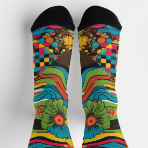 Groovy 70s Vibes Retro Pattern Socks