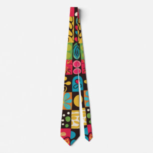 Groovy 70s Vibes Retro Pattern  Tie