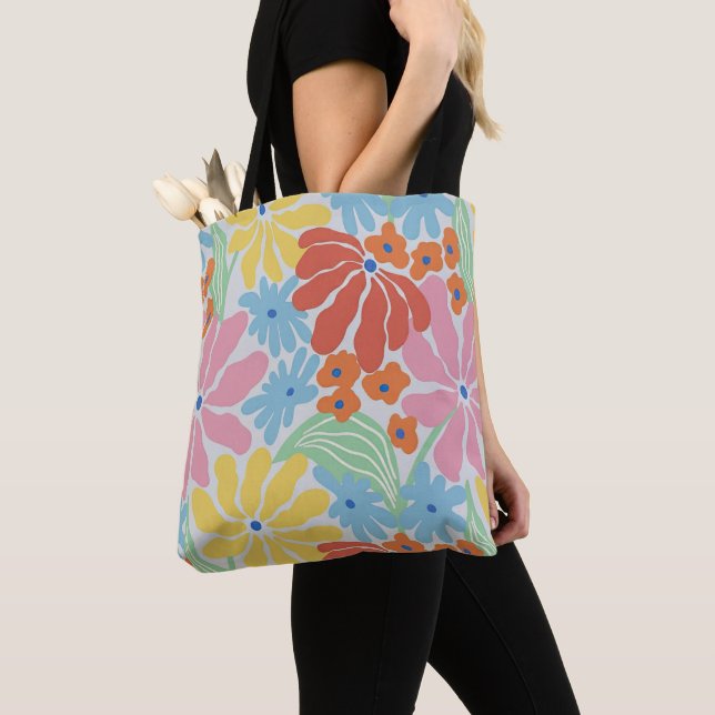 Groovy 70s Vintage Flower Power Tote Bag (Close Up)