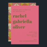 Groovy 70s Vintage Pink Green Floral Bat Mitzvah Invitation<br><div class="desc">Set the tone for a far-out celebration with this Retro-Inspired Bright Pink and Green Bat Mitzvah Invitation! Perfect for bringing bold 70s vibes to your special event, this invitation features groovy colours and a fun, vintage-inspired design that’s sure to get your guests excited. Whether your party is disco-themed, boho-chic, or...</div>