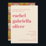 Groovy 70s Vintage Pink Orange Floral Bat Mitzvah  Invitation<br><div class="desc">Bring some groovy 70s vibes to your event with this retro inspired bright orange,  pink,  and yellow bat mitzvah invitation.</div>