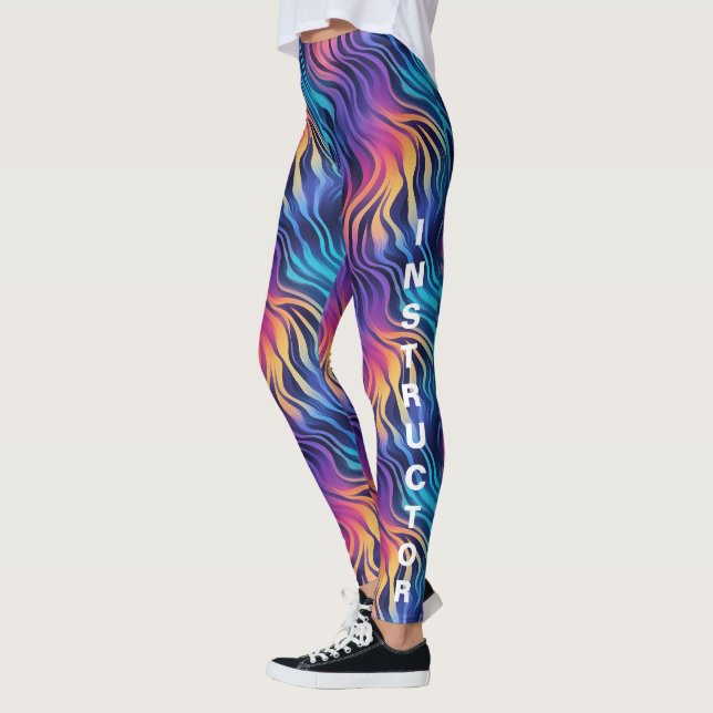 Groovy 90s Style Multicolor Boho   Leggings (Left)