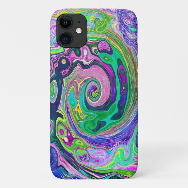 Groovy Abstract Aqua and Navy Lava Swirl Case-Mate iPhone Case (Back)