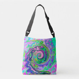 Groovy Abstract Aqua and Navy Lava Swirl Crossbody Bag