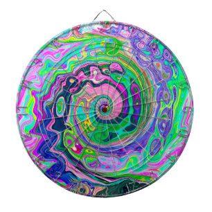 Groovy Abstract Aqua and Navy Lava Swirl Dartboard