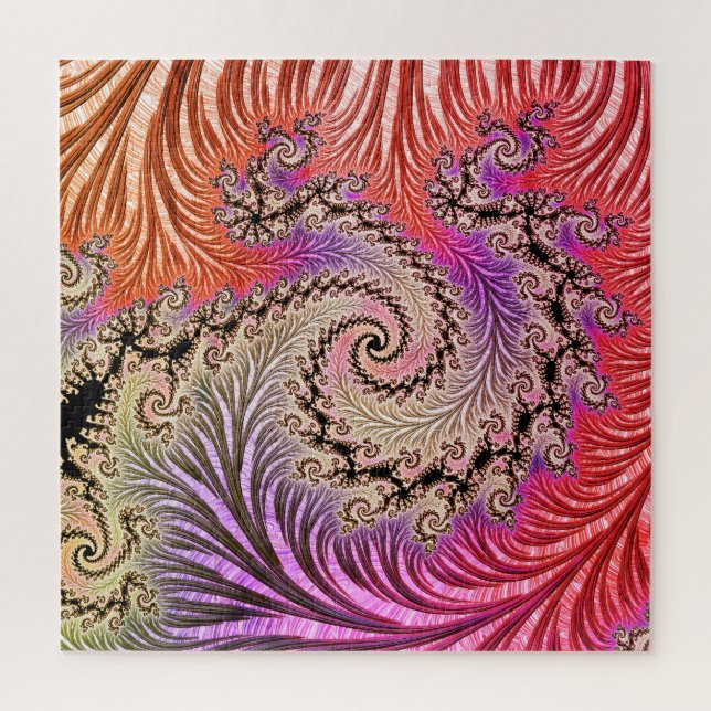 Groovy Abstract Digital Funky Boho Spiral Fractal Jigsaw Puzzle (Vertical)