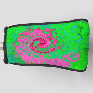 Groovy Abstract Green and Red Lava Liquid Swirl Golf Head Cover