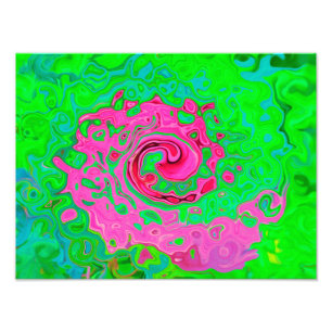 Groovy Abstract Green and Red Lava Liquid Swirl Photo Print