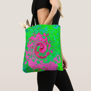 Groovy Abstract Green and Red Lava Liquid Swirl Tote Bag