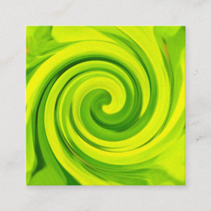 Groovy Abstract Green Liquid Art Swirl Painting Square Business Card