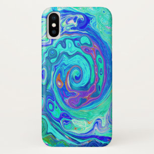 Groovy Abstract Ocean Blue and Green Liquid Swirl iPhone X Case