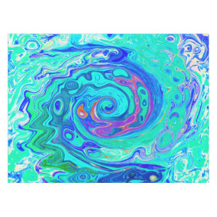Groovy Abstract Ocean Blue and Green Liquid Swirl Tablecloth