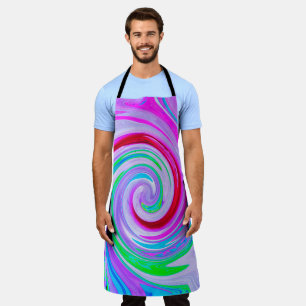 Groovy Abstract Red Swirl on Purple and Pink Apron