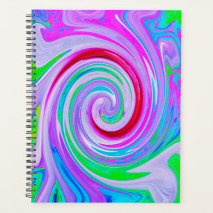 Groovy Abstract Red Swirl on Purple and Pink Planner