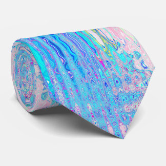 Groovy Abstract Retro Aqua and Pink Atomic Waves Tie