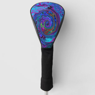 Groovy Abstract Retro Blue and Purple Swirl Golf Head Cover