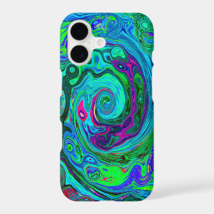 Groovy Abstract Retro Green and Blue Swirl