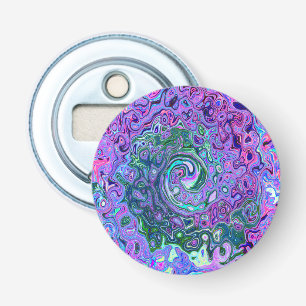 Groovy Abstract Retro Green and Purple Swirl Bottle Opener