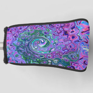 Groovy Abstract Retro Green and Purple Swirl Golf Head Cover