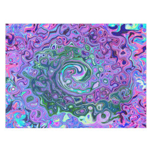 Groovy Abstract Retro Green and Purple Swirl Tablecloth