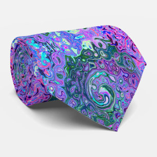 Groovy Abstract Retro Green and Purple Swirl Tie