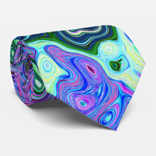 Groovy Abstract Retro Green and Purple Swirl Tie