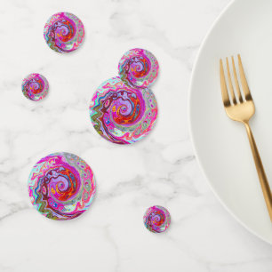 Groovy Abstract Retro Hot Pink and Blue Swirl Confetti