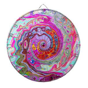 Groovy Abstract Retro Hot Pink and Blue Swirl Dartboard