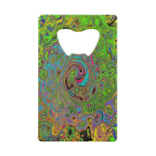 Groovy Abstract Retro Lime Green and Blue Swirl
