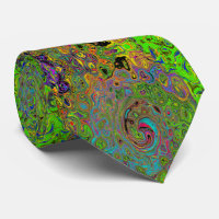 Groovy Abstract Retro Lime Green and Blue Swirl