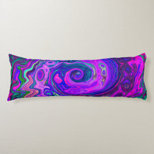 Groovy Abstract Retro Magenta and Purple Swirl Body Cushion