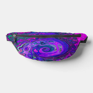 Groovy Abstract Retro Magenta and Purple Swirl Bum Bags