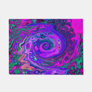 Groovy Abstract Retro Magenta and Purple Swirl Doormat